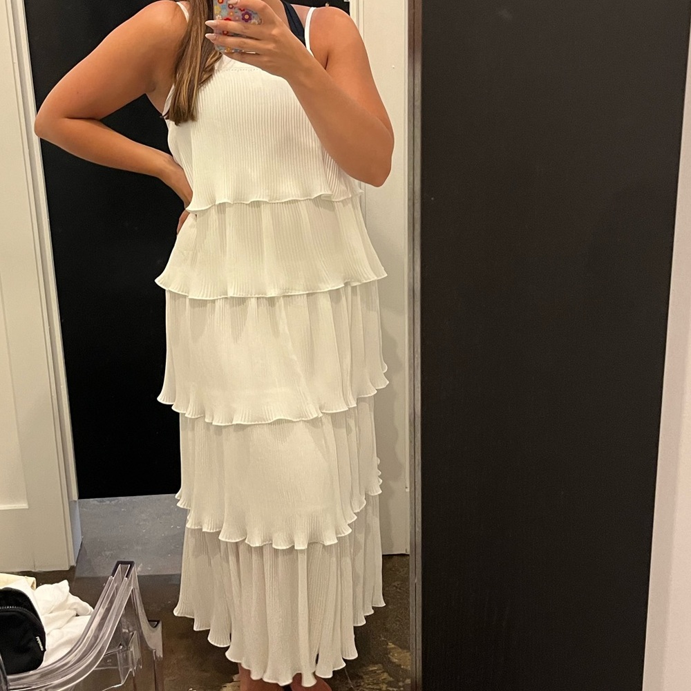 White Ruffle Maxi Dress